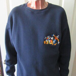 Vintage Disney Embroidered Donald Duck, Mickey Mouse and Goofy Sweatshirt, L